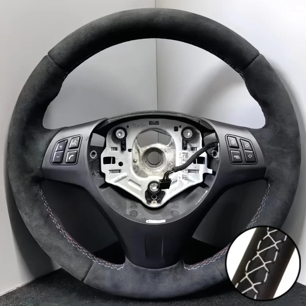 Hand Stitched Steering Wheel Cover Suede M Sport M3 E90 E91 E92 E87 E81 E82 E88 X1 E84 Car Steering Wrap Braid Cover For BMW E93