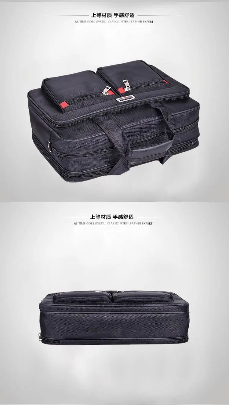 HOMEFISH Men Large Capacity Business Briefcase Portable Versatile Shoulder Bag Multiple Pockets Handbag for Business & Casual