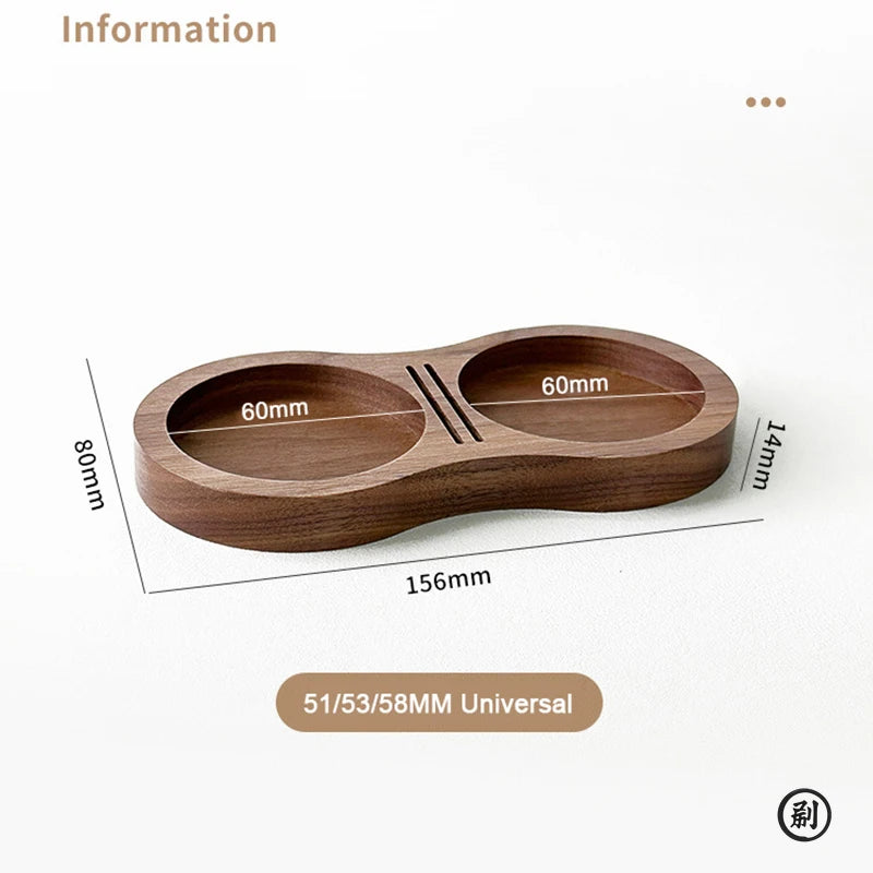 Walnut Coffee Tamper Mat – 51/53/58mm, Storage Pad for Tamper & Filter Screen, Barista Station Tool