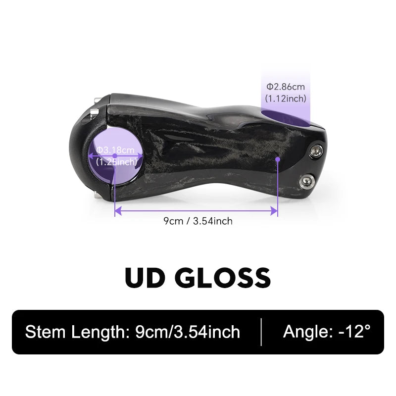 TOSEEK Carbon Stem12Degree Mountain Bike Stem 31.8mm Bicycle Handlebar Stems 70/80/90/100/110/120/130mm Black Gloss Bicycle Part