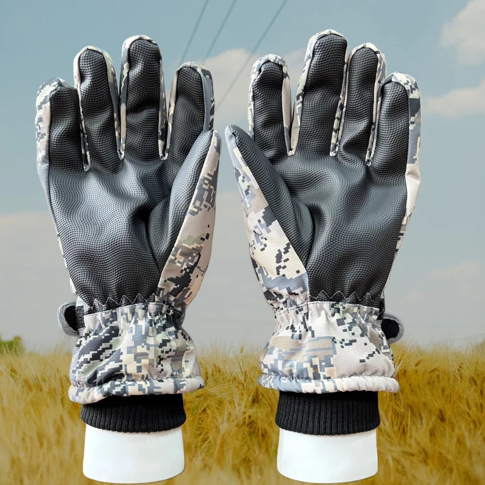 Men's waterproof, windproof, three-in-one film-coated fabric, operating phones, insulated camouflage cold-weather hunting glove