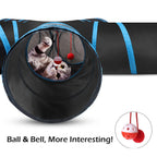 Pawaboo Cat Toys Cat Tunnel Tube Extensible Collapsible Play Tent Interactive Toy Maze Cats House with Balls and Bells for Cats