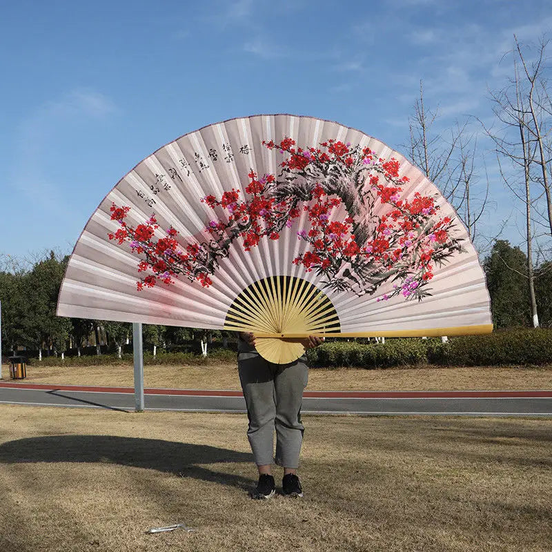 50x88cm Folding Bamboo Fan Large Big Hand Classical Wall Mount Fan Living Room Decor Plum Fans Chinese Decoration Wedding Gifts