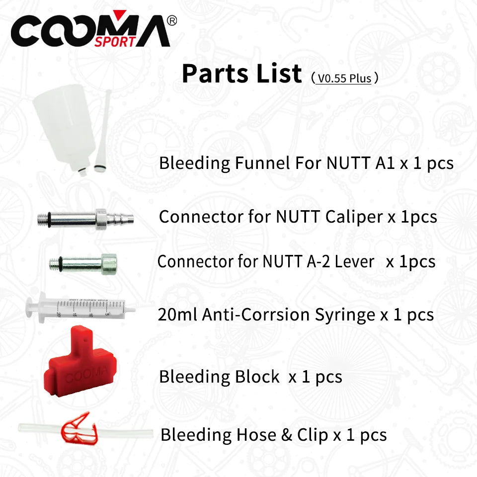 Hydraulic Brake Bleed Kit for NUTT A1 A2 Hydraulic Brake, Mineral Oil Basic Tool Kit
