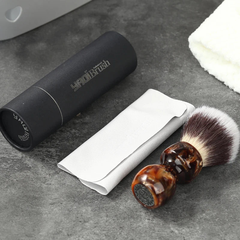 YAQI Caramel Cat's Whisker Synthetic Shaving Brush for Men, Wet Shave