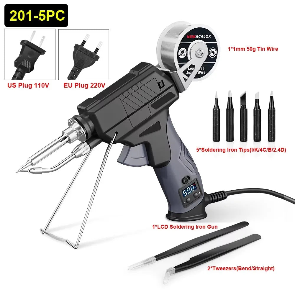 NEWACALOX LCD Soldering Iron Kit 60W Adjustable Temp 180-520°C, EU/US Plug, 2-7pc