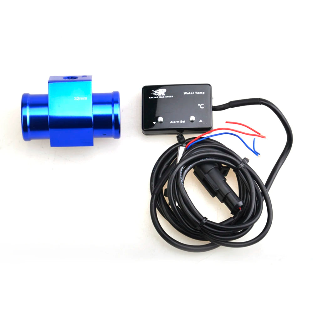 12v Dc 1/8 Npt Auto digital water temp Meter Square water temperature gauge Skyline WRX Evo MPS with Joint Pipe Sensor Adapter
