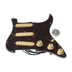 FLEOR Brown Tortoise Prewired Pickguard Alnico 5 Single-coil Pickup Set for 11 Holes SSS ST Guitar Parts