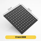 Stainless Steel Rainfall Shower Head Square High Flow 8/10/12 in, Black/Gold/Silver