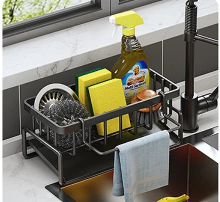 Sink Cleaning Tools Storage Rack Kitchen Multifunctional Stainless Steel Drain Rack for Sponge Cleanser Organizer Rag Hanger