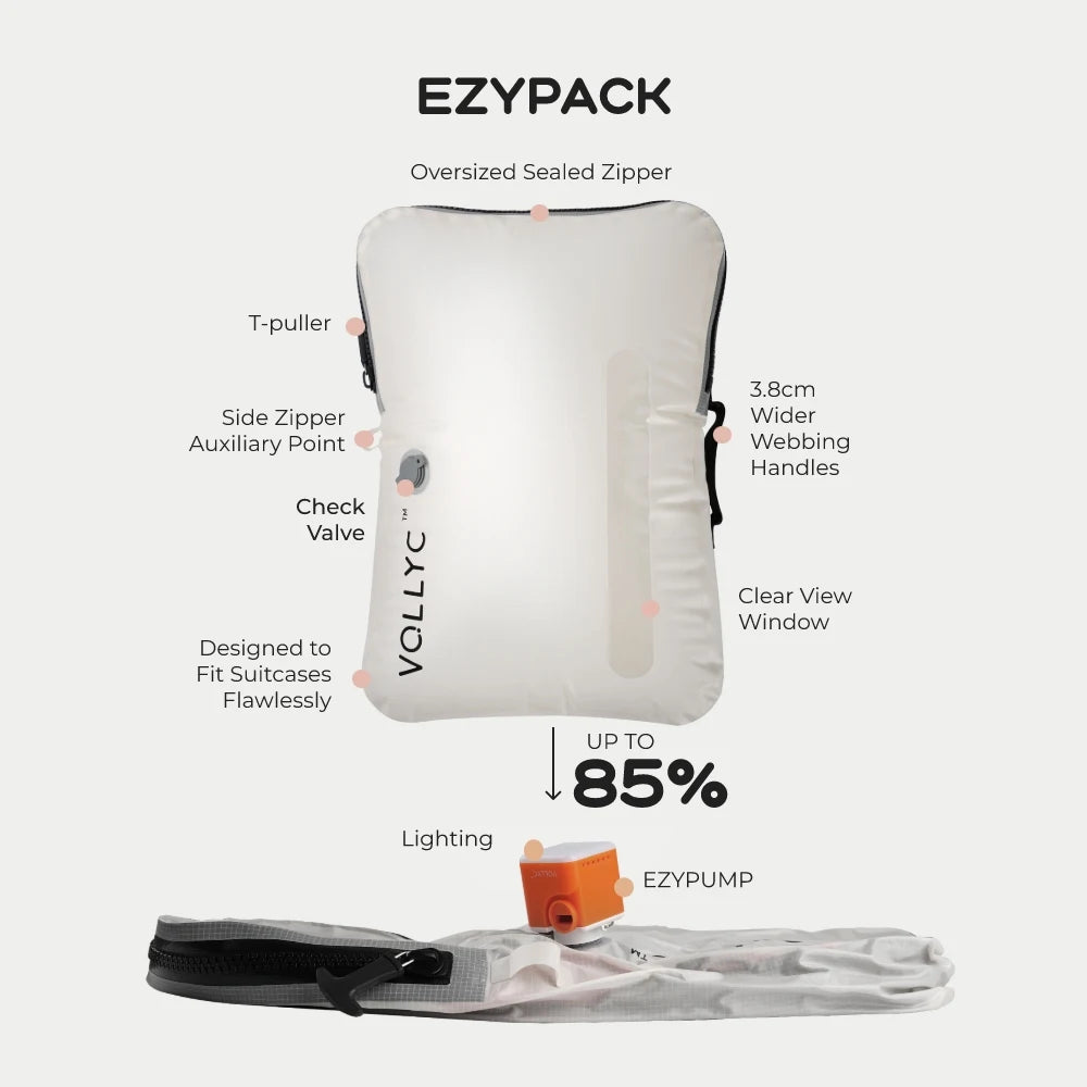 FLEXTAIL X VOLLYC EZYPACK - 25L Vacuum Storage Bag, 85% Compression, Waterproof Tear-Resistant Nylon for Camping, Travel