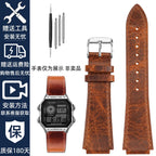 Retro Genuine Leather Watchband For Casio AE1200 AE1300 A158W/A168 W-216H Vintage Watch Strap convex mouth Men's Bracelet 18MM
