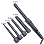 Professional Interchangeable Hair Curling Iron LCD Display Hair Curler Set 5 in 1 Interchangeable Hair Curling
