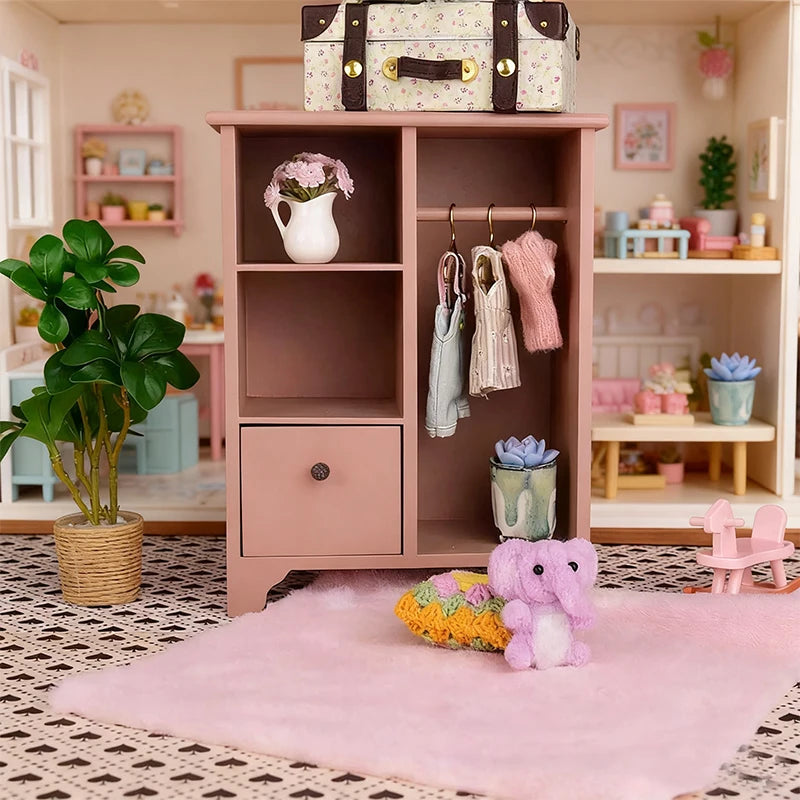 Miniature wooden wardrobes, dollhouse furniture accessories, and miniature scene decorations BJD/OB11 dollhouse home furnishings