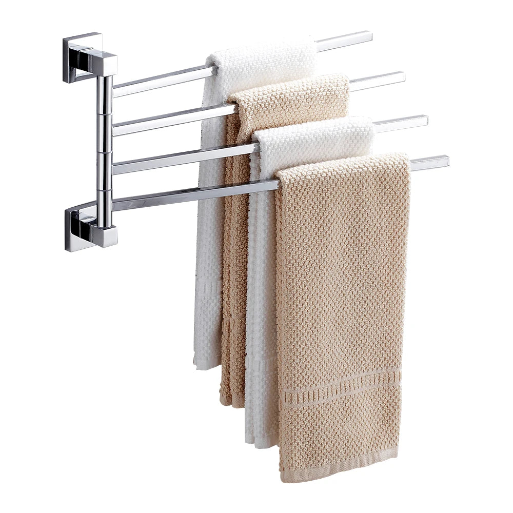 Towel Holder Stainless Steel Swing Arms Towel Rail Wall Mounted Towel Rack Space Saving Hanger Bathroom Hardware for Home Hotel