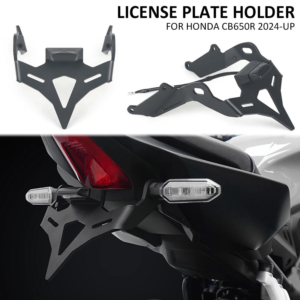 CB650R 2024 2025 Motorcycle License Plate Holder Rear Short Tail Stock Tidy Tailstock Bracket LED Light For Honda CB650 R CB650R