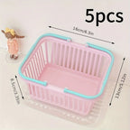 5pc Macaron Color Mini Storage Baskets with Handle Fruit Cosmetics Stationery Organizer Desktop Bathroom Organization Basket Set