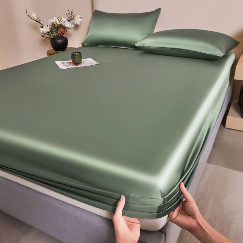 Mulberry Silk Fitted Sheet Natural Silk Bed Cover Queen King Size Bed Cover Customized Size Luxury High-End Silk Bedding Sheets