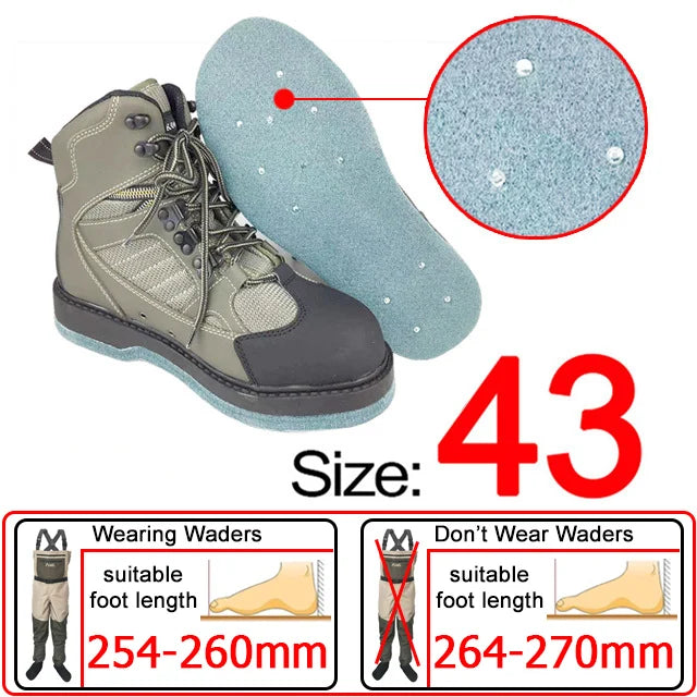 Fishing Shoes, Outdoor Fly Fishing Boots, Felt or Rubber Sole Sea River Reef Rock Fishing Boots, Hunting Fishing Waders Boots