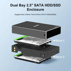 MAIWO Mobile Hard Disk Box RAID Disk Array Dual Bay 2.5'' Solid-state Mechanical Serial Port External Box with Protective Cover