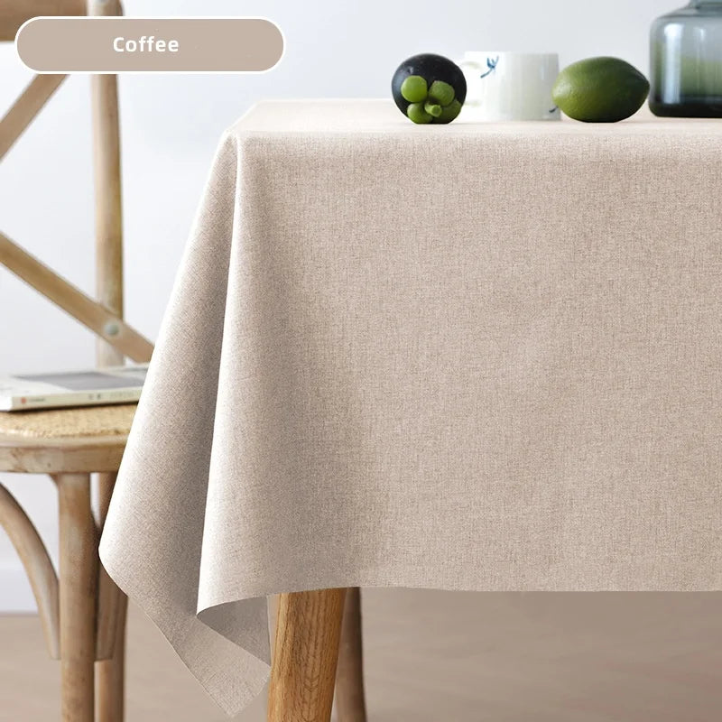Rectangular Tablecloth Cotton And Linen Tablecloth Waterproof Oil-Proof Solid Color Cover Towel Home Dining Table Decoration
