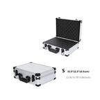 Aluminum Frame Protective Case Storage Box Suitcase with Key Locker Sponge Cubes Compartment for Micrphone Sound Card Mixer