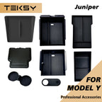 TEKSY Center Console & Armrest Storage Box Set for Tesla Model Y 2025-2026 Juniper, ABS