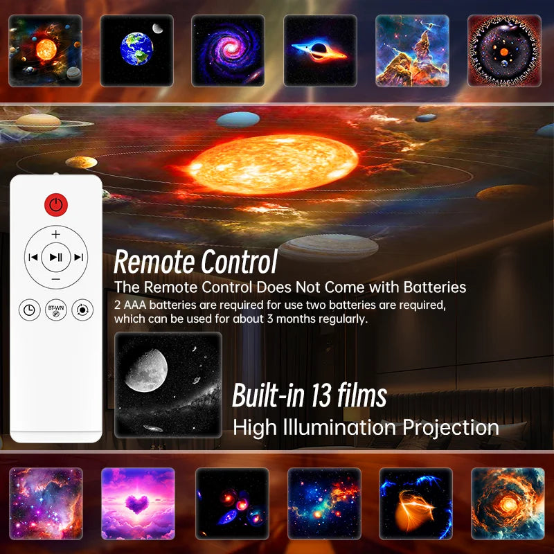 Galaxy Star Projector Night Light Planetarium with Remote, Bluetooth, Black