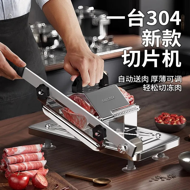GIANXI Mutton Roll Slicer Machine Stainless Steel Meat Slicer Beef Thin Slice Frozen Meat Household Barbecue Hot Pot Cooking