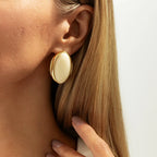 1 Pair Retro Resin Acrylic Oval Stud Earrings for Women Trendy Gold Color Geometric Earrings Fashion Jewelry Accessories
