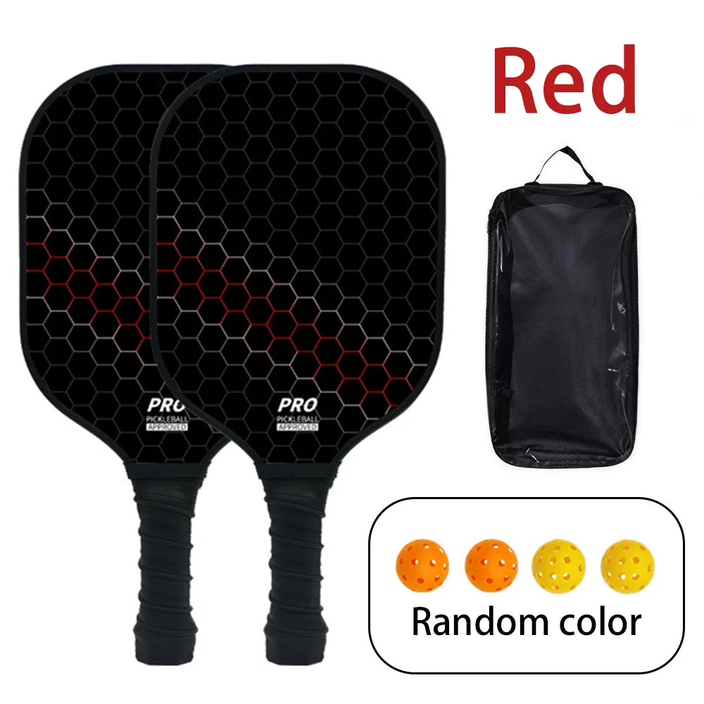 Poplar Wood Pickleball Paddle Set with 4 Balls & Carry Bag, Comfort Grip, Black/Blue