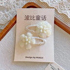 Minimalist Beige Hair Barrettes Korean BB Clip with Lace Pearl Accents Elegant Aesthetic Hair Clips for Women Girls