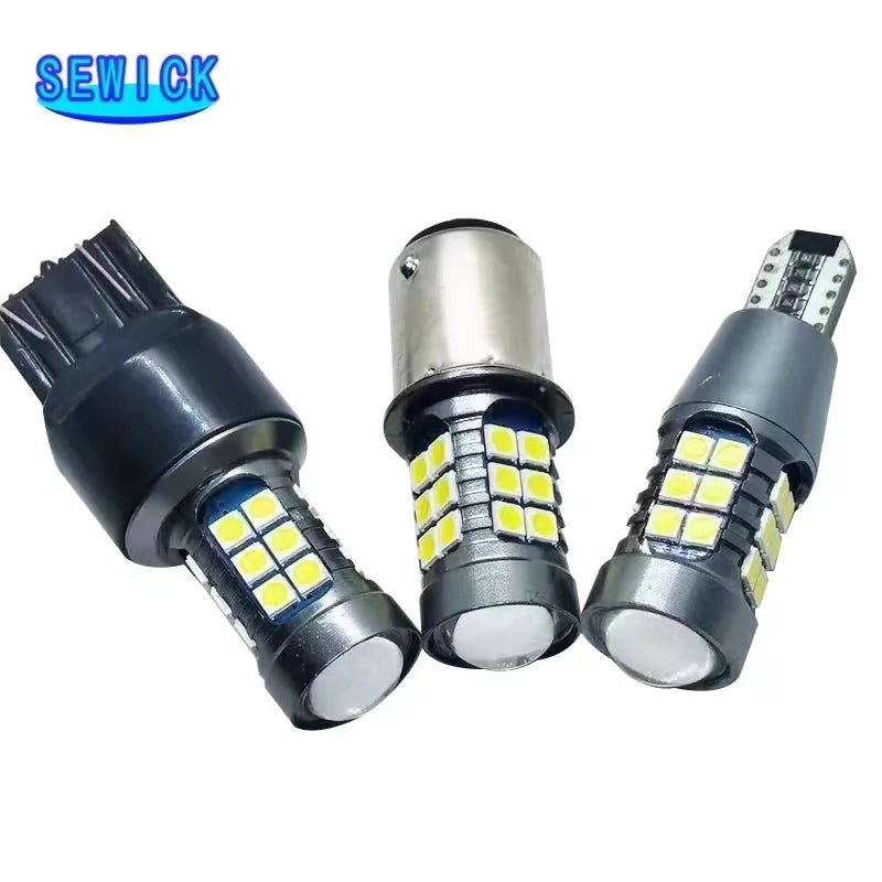 20Pcs Canbus Led T15 Ba15s 1156 3030 27SMD P21w Auto LED Bulb Reverse Brake light White Yellow Red 12v