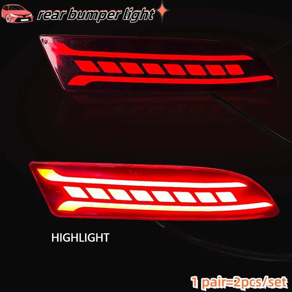 2pcs Rear Bumper Reflector LED Light for Toyota Avanza 2022-2024 Brake/Turn/Reverse