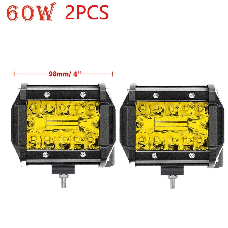 Long Range LED Work Light Bar 4X4 Offroad Led Headlights 12-24V Amber Spotlights Driving Fog Lamp for Tractors Truck Motorcycle