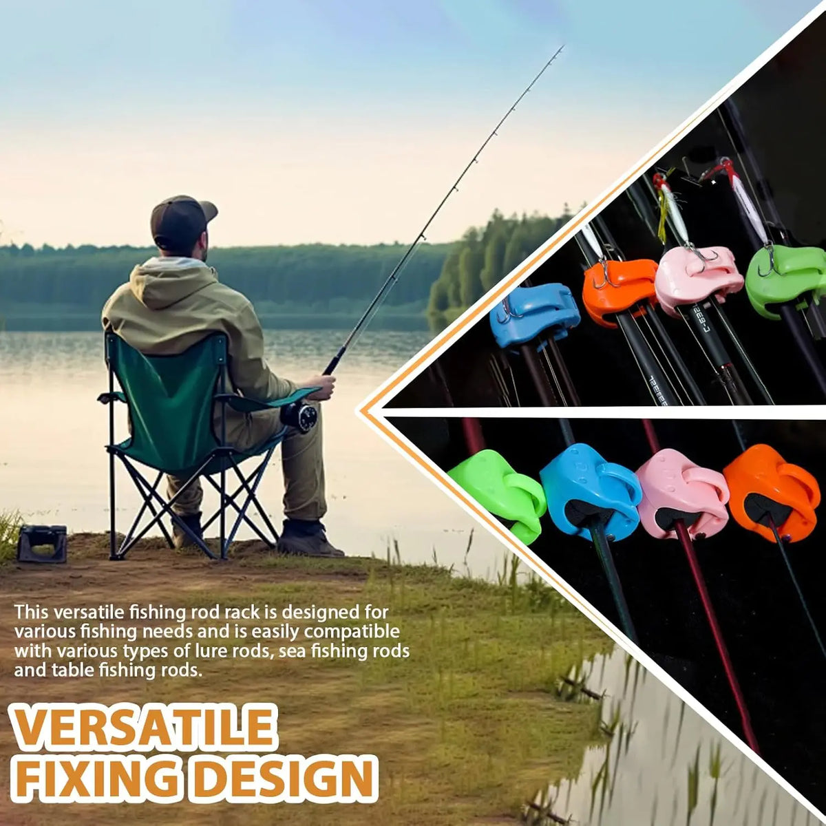 New 2-8PCS Portable Fishing Pole Holder Fishing Rod Fixer Wall Mounted Fishing Pole Straps Clip Multifunctional Rod Holder Tools
