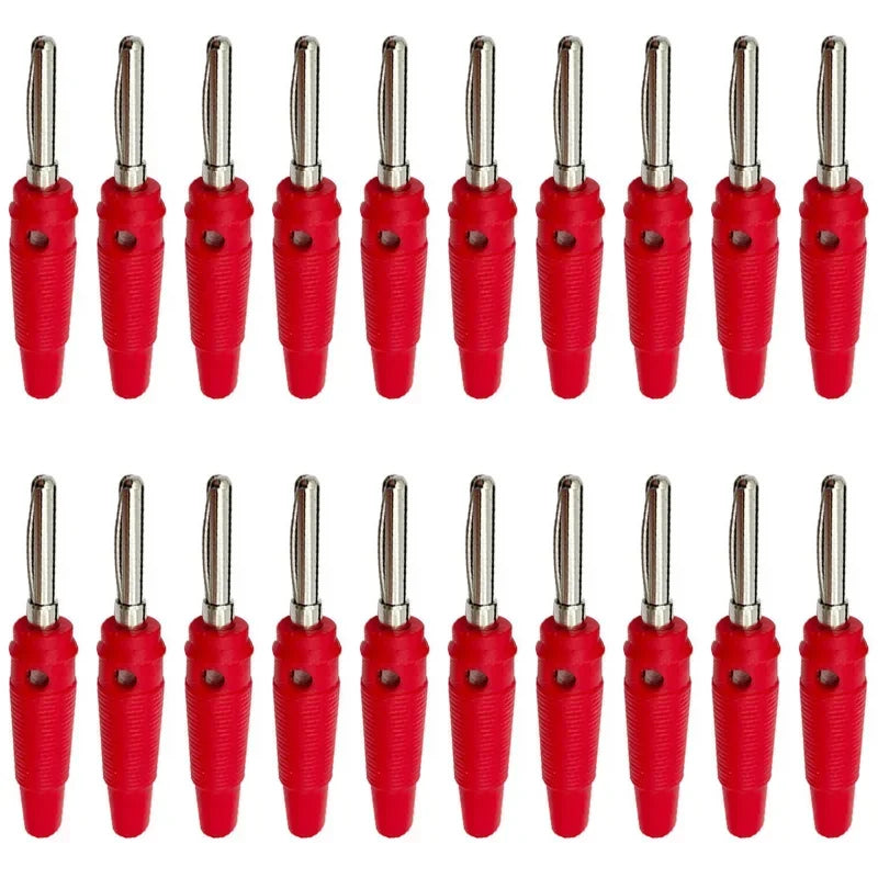20/100Pcs 4mm Banana Plug Connectors Black And Red High Current Insulated Shrouded Stackable Connector Screw Connection