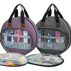 Cross Stitch Storage Bag Purple,Embroidery Projects Bag,Sewing Crafts Storage Tote Bag,Knitting Bags with Zipper Pockets