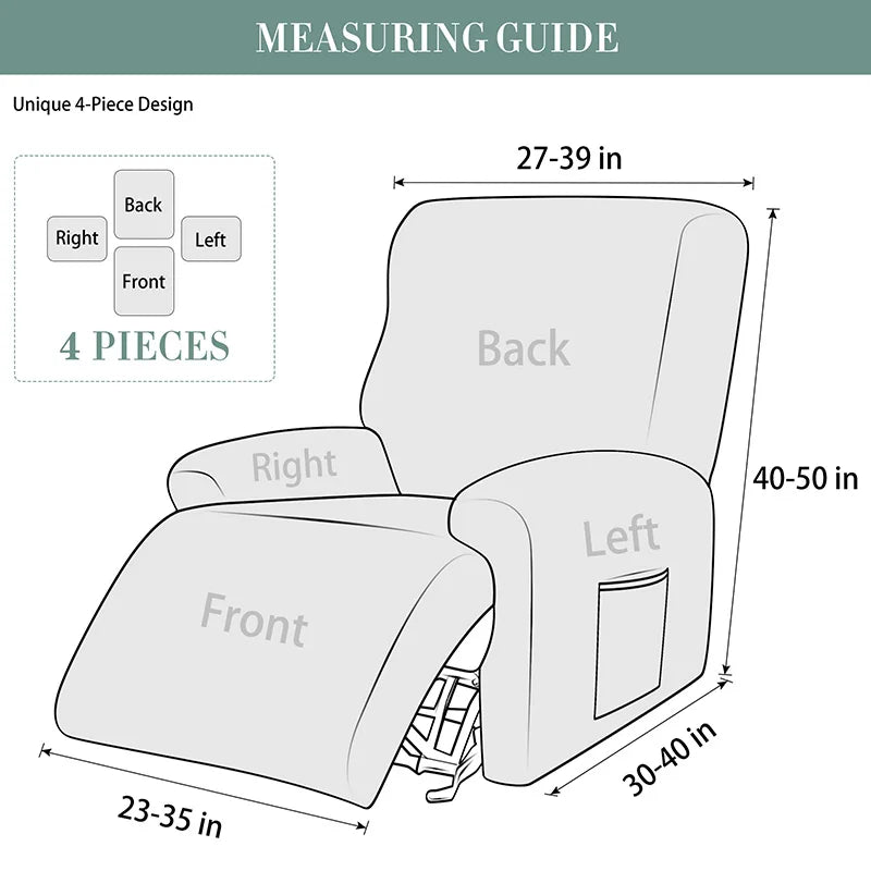 1-Seater Jacquard Recliner Chair Cover, Stretch Spandex Non-Slip Elastic Slipcover