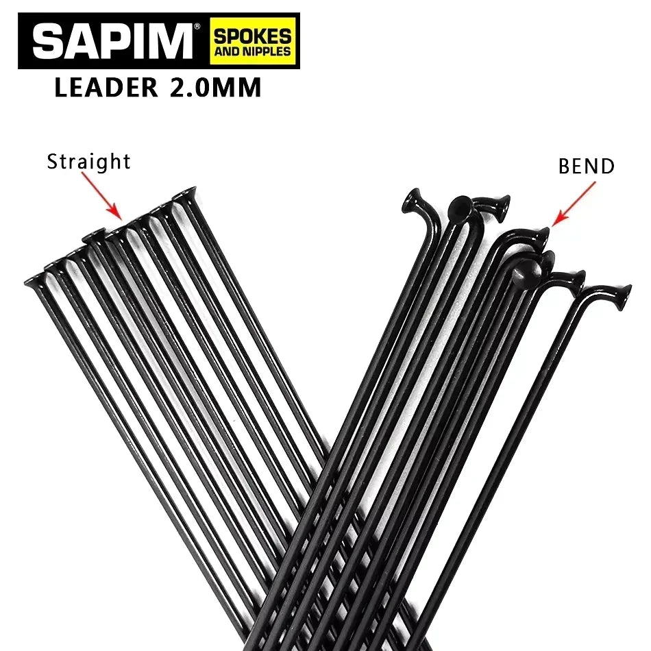 SAPIM Bicycle Spoke 2.0 Round J-shaped Bend/Straight Pull Head 100-310mm Free Choice Bicycle Spoke Comes with Black Copper Cap