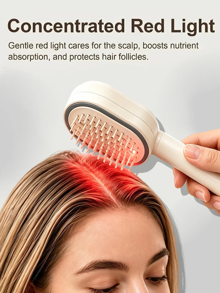 Rechargeable steam hair straightening brush with water spray, anti-frizz, Beige/Pink/Purple