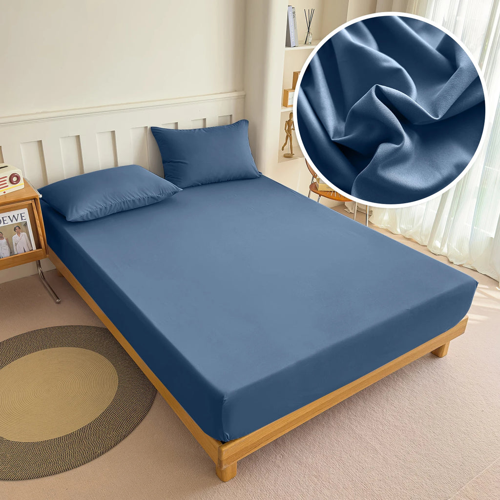 Solid Color Fitted Sheet with Elastic Band, 1pc Mattress Sheet 90x200 to 200x220cm