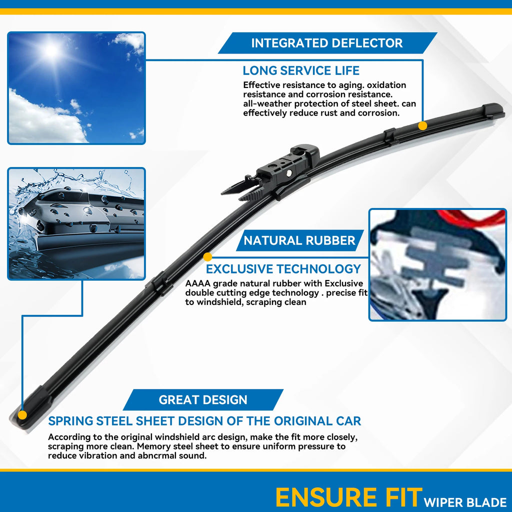 Erick's Front Wiper Blades Set 24in + 16in for Hyundai i20 2020-2026 LHD