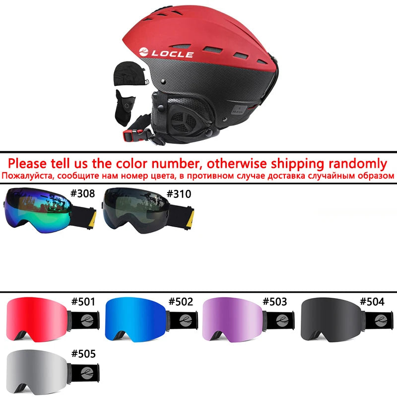 LOCLE Professional Skiing Helmet Men Women Children Ski Helmet Snow Skating Snowboard Snowmobile Skateboard Helmet Size 52-61cm