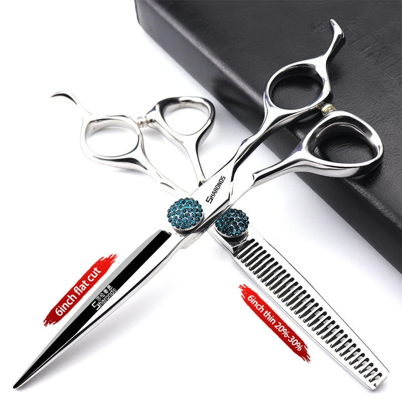 440C Japanese Stainless Hairdressing Scissors 6 Inch / 7 Inch Hair Scissors Right hand Barber Shears Left Handle Hair Cutting