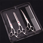 Purple Dragon Pet Scissors 7'' Stainless Dog Groomming Scissors Kit Straight Shears Thinning Shears Chunker Curved Shears Z3003