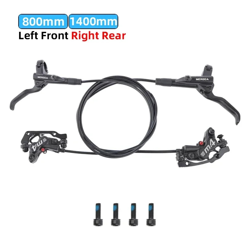 MEROCA M4 4-piston Hydraulic Bicycle Brakes Front Rear Kit 4 Piston Disc Brake Oil Brake MTB Compatible with 160mm Rotor