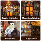 DIY Wooden Magic Academy Book Nook Figurines Miniatures Bookend Handmade Bookshelf for Friends Birthday Gifts Home Decor Crafts