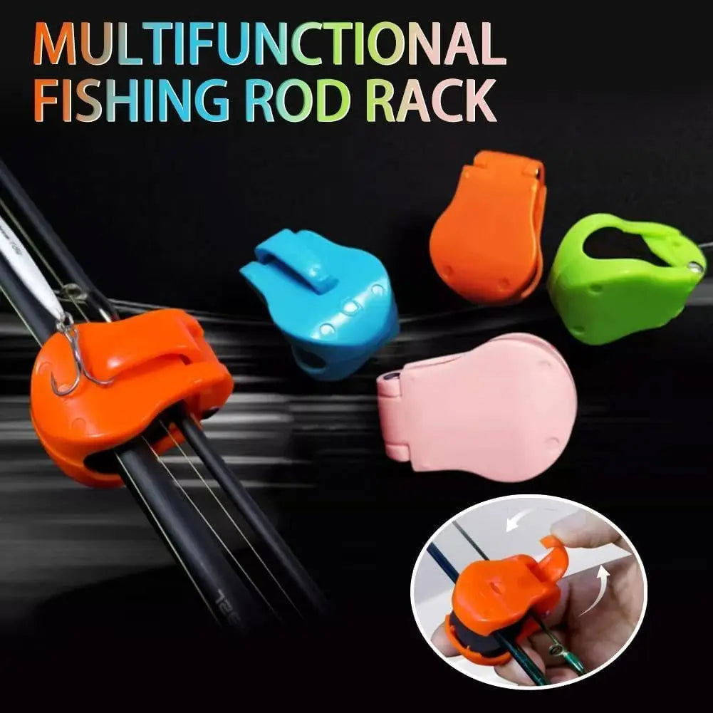 New 2-8PCS Portable Fishing Pole Holder Fishing Rod Fixer Wall Mounted Fishing Pole Straps Clip Multifunctional Rod Holder Tools