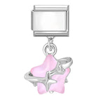 2025 New Sweet Pink Zircon Heart Bows Cherry Moon Star DIY Making Bracelet Women Men Stainless Steel 9mm Italian Charm Links Fit
